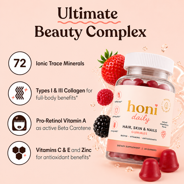 3 Bottle Honi Daily Gummy - Hair,Skin & Nails