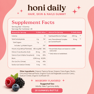 2 Bottle Honi Daily Gummy - Hair,Skin & Nails